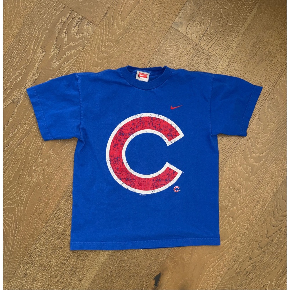 Nike VTG Chicago Cubs MLB Graphic T-Shirt Kids Youth LG Blue 2010 Short Sleeve